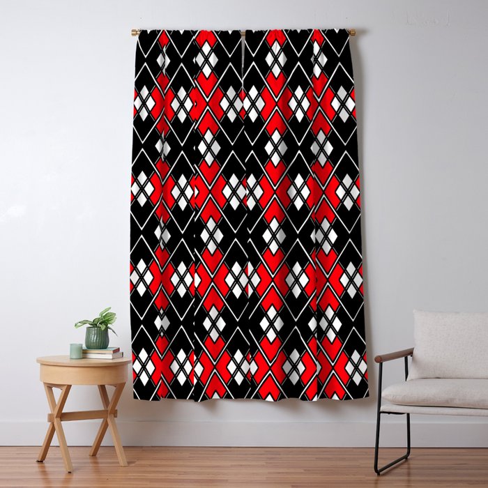 Abstract Geometric Pattern Red Black And White Blackout