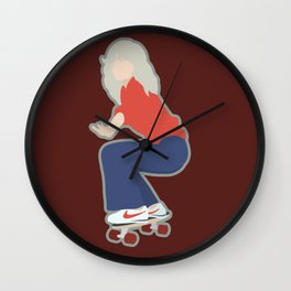 Portrait of Farrah Fawcett Wall Clock | Skateboard, Portrait, Fashion, Red, Graphicdesign, Digital, Bluejeans, Colorblock, Farrah, Retro 