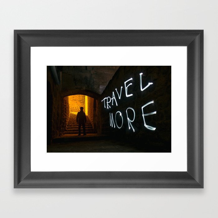 Travel More Framed Art Print | Horror, People, Photography, Typography