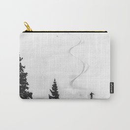 Backcountry Skier // Fresh Powder Snow Mountain Ski Landscape Black and White Photography Vibes Carry-All Pouch | Black And White B W, Miller Photography, Mammoth Snowboarding, Curated, Vail Lift Lifts Mt, Landscape Warren Q0, Mountain Mountains, Alpine Slopes Tree, Snow Snowy Snowing, Ski Skier Skiing 