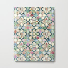 Muted Moroccan Mosaic Tiles Metal Print | Micklyn, Marrakesh, Decorative, Colors, Geometric, Moroccan, Cream, Patterns, Watercolor, Graphicdesign 