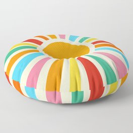 Retro Sunrise: Rainbow Edition Floor Pillow | Relax, Sunrise, Colorful, 70S, Art, Rainbow, Pattern, Retro, 80S, Happy 
