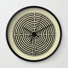 Labyrinth Wall Clock | Circle, Blackandwhite, Home, Simple, Drawing, Maze, Antique, Art, Print, Pattern 