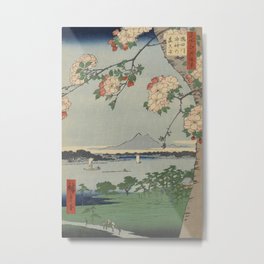 Cherry Blossoms on Spring River Ukiyo-e Japanese Art Metal Print | Painting, Landscape, Spring, Hiroshige, River, Famousviewsofedo, Japanese, Art, Print, Asian 