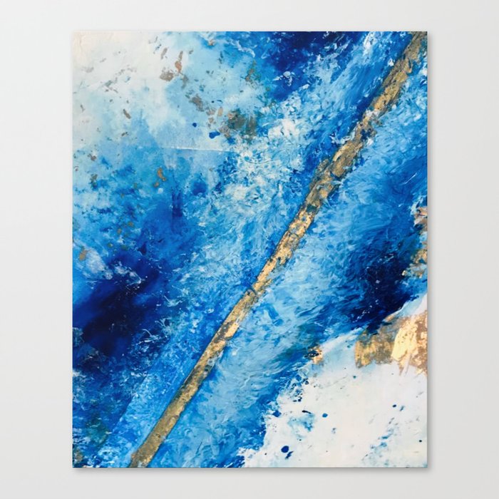 Blue Skies 2 A Pretty Abstract Mixed Media Piece In Blue Gold