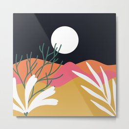 Bright Desert Night Metal Print | Dark, Sand, Vibrant, Mountains, Minimallandscape, Moon, Nature, Darknight, Bright, Skynight 
