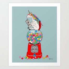 Unicorn Gumball Poop Kunstdrucke | Candy, Shit, Crap, Newspaper, Rainbow, Funny, Curated, Bathroom, Retro, Horse 