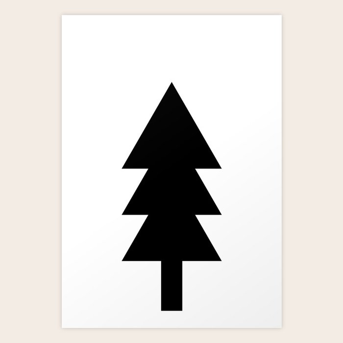 Black & White Christmas Tree Art Print by Standard Prints / Posters Society6