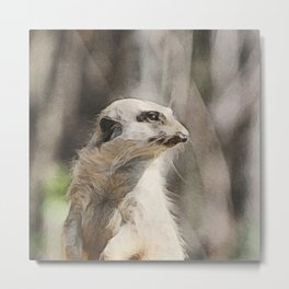 WColor Meerkat Metal Print | Unique, Wild, Digital, Aweso, Painting, Animal, Meerkat, Watercolor, Adorable, Trendy 