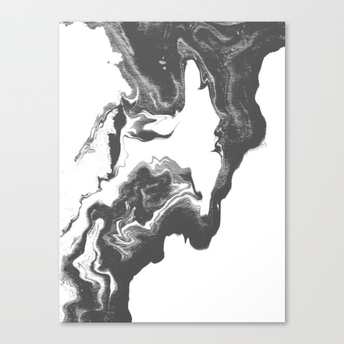 Somi Spilled Ink Black And White Marble Patterned Painting