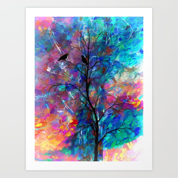 Love Birds Abstract Painting Art Print By Olenaart Society6