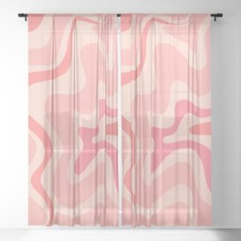 Retro Liquid Swirl Abstract in Soft Pink Sheer Curtain | Modern, Trippy, Cool, 80S, Trendy, Painting, Digital, 60S, Tie Dye, Aesthetic 
