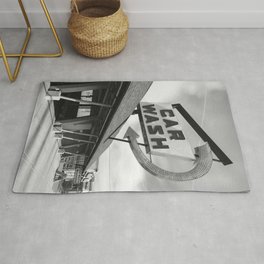 Car Wash B&W Rug | Photo, Font, Restaurant, Yellow, Mountains, Scenic, Albany, Neonsign, Outdoors, Architecture 