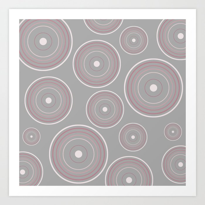 Concentric Circles In Grey Abstract Pattern Art Print By