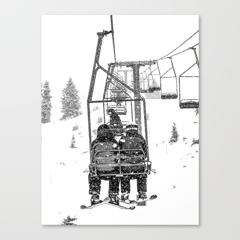 Snow Lift Ski Chair Lift Colorado Mountains Black And White