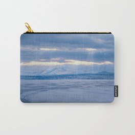  Winter Lake and Mountains Carry-All Pouch | Coldweather, Ice, Snow, Christmas, Wintermountains, Uralmountains, Mountains, Photo, Wintertracks, Stormclouds 