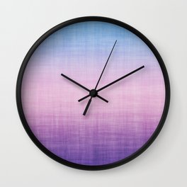 Blue Purple Pink Linen Gradient Texture Grunge Textile Ultra Violet lilac Woven Cotton Ombre Pattern Wall Clock | Pretty Home Decor, Lilac Light Pale Ink, Woven Weave Pattern, Blue Pink Purple, Linen Textile Grunge, Ultraviolet Lavender, Weathered Vintage, Retro Style Old Jute, Cloth Abstract Gauze, Distressed Linen Set 