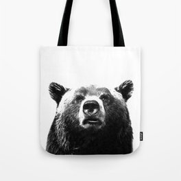 Black and white bear portrait Tote Bag | Wildlife, Blackwhitebear, Graphicdesign, Woodland, Wild, Digital, Bear, Bearphoto, Photo, Brownbear 