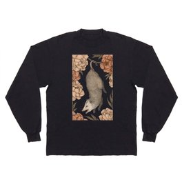 The Opossum and Peonies Langarmshirt | Animal, Botanical, Floral, Opossum, Illustration, Roses, Rose, Flowers, Peony, Possum 