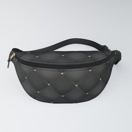 Black Quilted Leather  Gold Diamond Fanny Pack