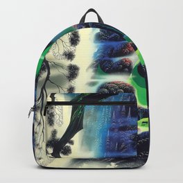 A Vagrant Dream, 1995 Backpack | Triptychs, Hills, Nature, Bright, Magicrealism, Eyvindearle, Vegetation, Branch, Clouds, Evening 