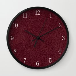 Red leather sheet background Wall Clock