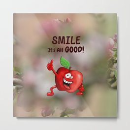 Smile, It's All Good! Metal Print | Endorphins, Appleaday, Dopamine, Serotonins, Apple, Graphicdesign, Wellness, Health, Smiles, Smile 