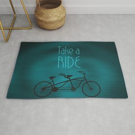 Take a Ride With Me Rug | Exercise, Cyan, Vortex, Adventure, Withme, Bicycleride, Calltoaction, Move, Typography, Takearide 
