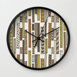 Wild For Washi Tape Stripes - Retro Browns Cream Wall Clock | Sister, Tape, Pattern, Neutral, Cute, Dorm, Washi, Brown, Craft, Aesthetic 