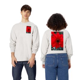 Red Red Dahlia Long Sleeve T Shirt | Flowerfloral, Art, Apparel, Digital, Homedecor, Color, Plantnature, Wallart, Photo, Dahlia 