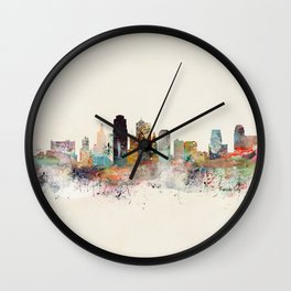 kansas city missouri Wall Clock | Cityart, Missouri, Landscapes, Colorful, Watercolor, Kansascity, Artprints, Cityscapes, Cityskylines, Curated 