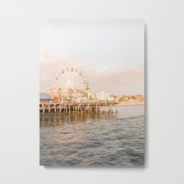 Sunset At Santa Monica Pier Ferris Wheel Photo | Pastel Sky California Beach Art Print | Travel Photography Metal Print | Sunset, California, Coastal, Water, Wanderlust, Beach, Santa, Ocean, Travel, Pastel 