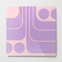 Retro Geometric Design 675 Pink and Lavender  Metal Print | Stripes, Geometric, Pink, Midcenturymodern, Gradient, Modernist, Retro, 70S, Lavender, Rainbow 