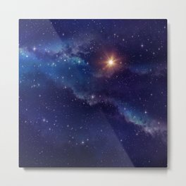 Shine Like the Brightest Star! Metal Print | Nature, Digital, Turquoise, Motivation, Clouds, Stars, Creation, Universe, Graphicdesign, Purple 