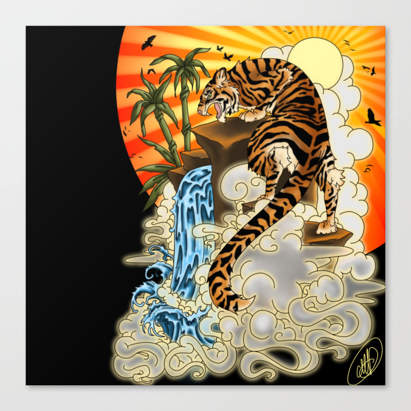 Asian Tiger Tattoo Canvas Print by ArtRampage | Society6