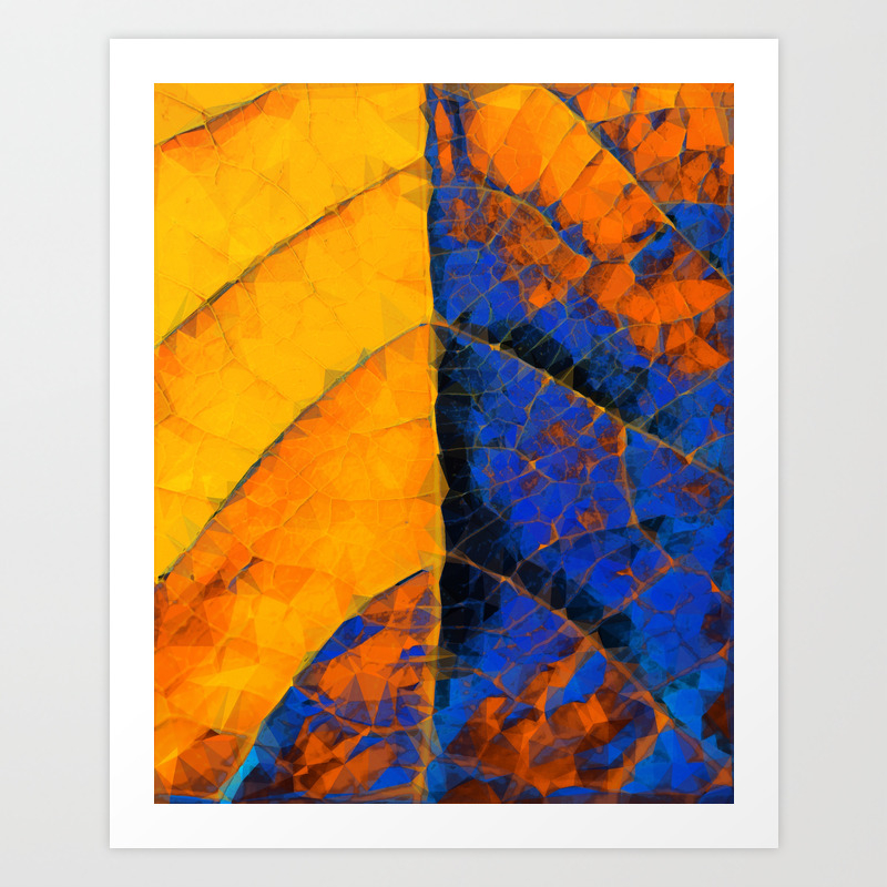 Closeup Leaf Texture Geometric Triangle Abstract Pattern In Blue
