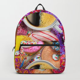 Donuts & Coffee Backpack | Coffee, Frosting, Pastries, Graphicdesign, Digital, Popart, Donuts, Espresso, Sugar, Rainbow 
