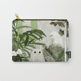 There's A Ghost in the Greenhouse Again Carry-All Pouch | Ghost, Leaves, Haunted, Exotic, Cute, Plants, Moss, Painting, Cacti, Digital 