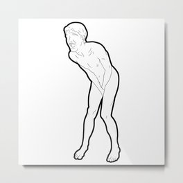 Embarrassed Naked Guy Metal Print | Curated, Male, Lgbt, Nude, Pansted, Dick, Embarrassed, Penis, Naked, Drawing 