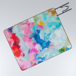 Aching For Life Blue Pink Abstract Picnic Blanket