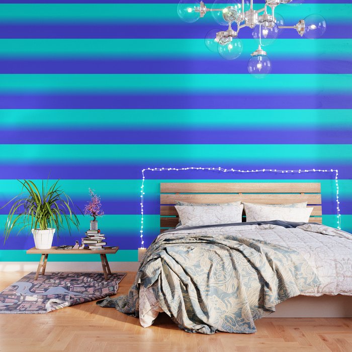 Neon Blue And Bright Neon Aqua Ombre Shade Color Fade Wallpaper By