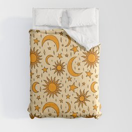 Vintage Sun and Star Print Comforter