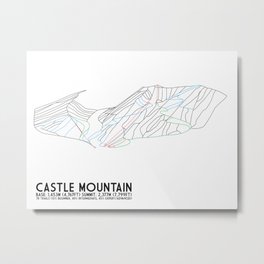 Castle Mountain, Alberta, Canada - Minimalist Trail Maps Metal Print | Abstract, Vector, Illustration, Graphic Design 