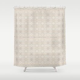 White Farmhouse Rustic Vintage Geometric Moroccan Fabric Style Shower Curtain