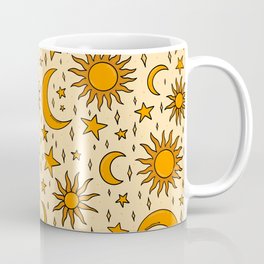 Vintage Sun and Star Print Coffee Mug | Space, Star, Curated, Vintage, Print, Stars, Moon, Sun, Pattern, Astrology 