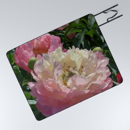 New Zealand Photography - Pink Chinese Peony In A Garden Picnic Blanket