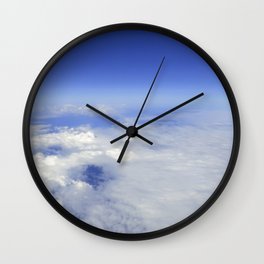 Sky Above the Clouds, Cloudscape background, Blue Sky and Fluffy Clouds Wall Clock