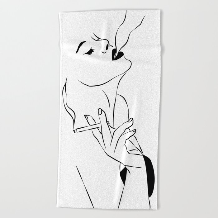 Woman Smoking Line Art Female Face Sketch Minimal Abstract