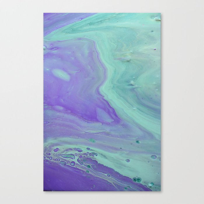 Blue Purple Flow Fluid Acrylic Abstract Painting Canvas Print By