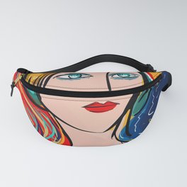 Pop Girl Art Deco with Hat and hearts Fanny Pack
